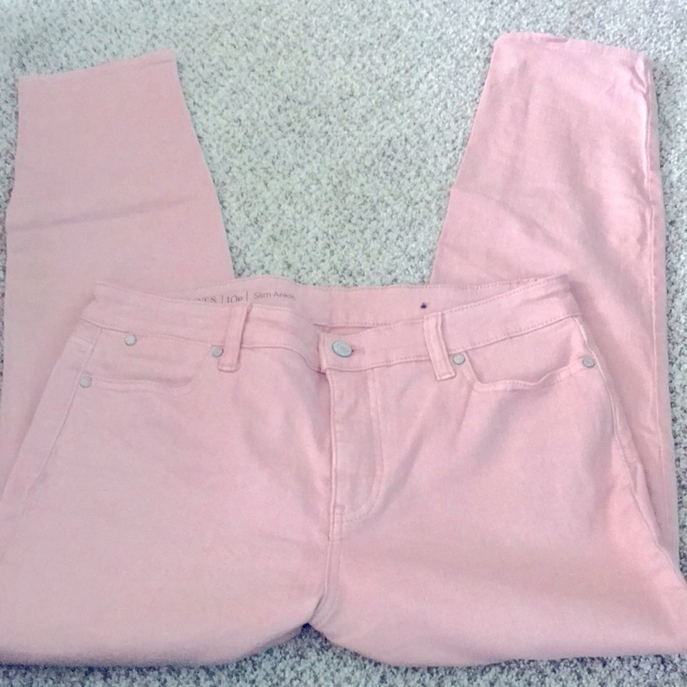 Talbots Flawless Pastel Pink Slim Ankle Straight Leg Jeans